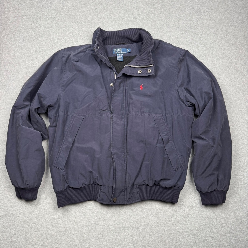 Polo Ralph Lauren Mens Navy Blue Harrington Bomber Jacket Fleece Lined Size M